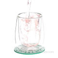 400ml double wall glass milk mug